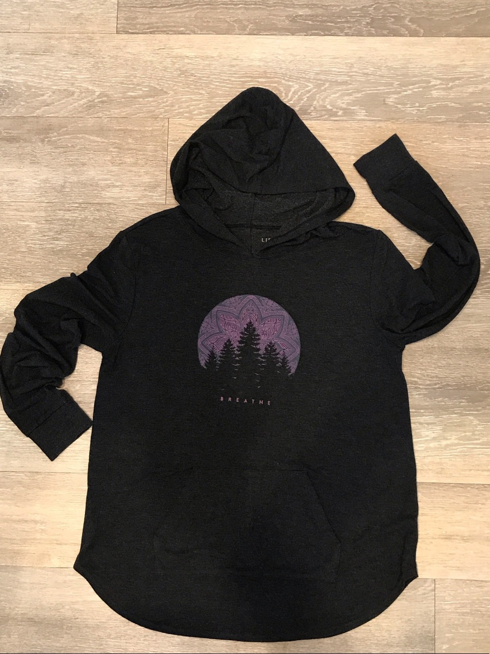 Life Is Good Black Hoodie with Purple Graphic